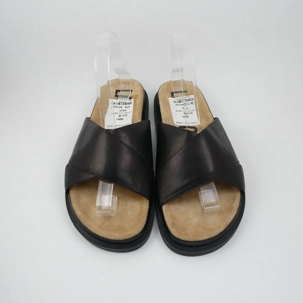 LABUCQ Mo Slide Black Nappa Cross Sandals Women's Sz US:7.5 - EU:38 Retail $350
